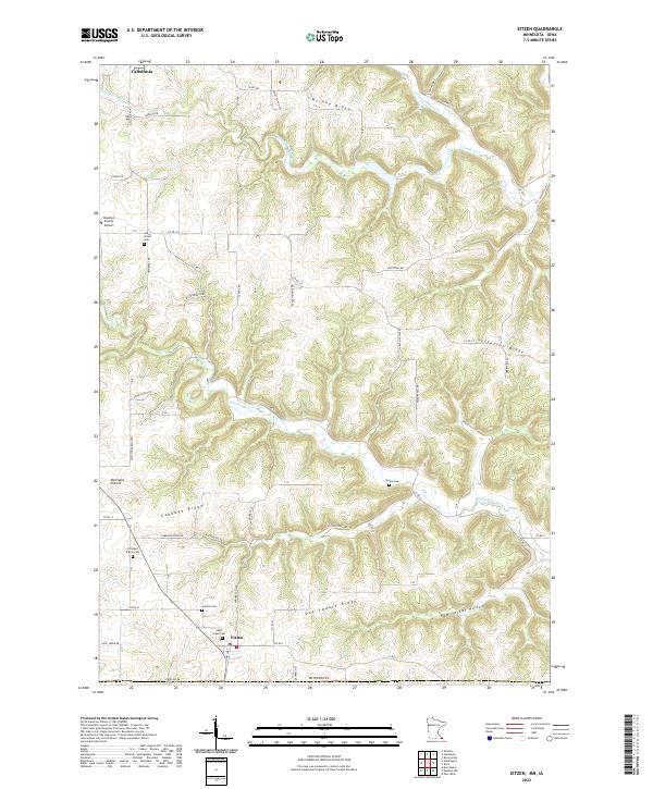 Eitzen, MN-IA — USGS 7.5-minute topo (2022)