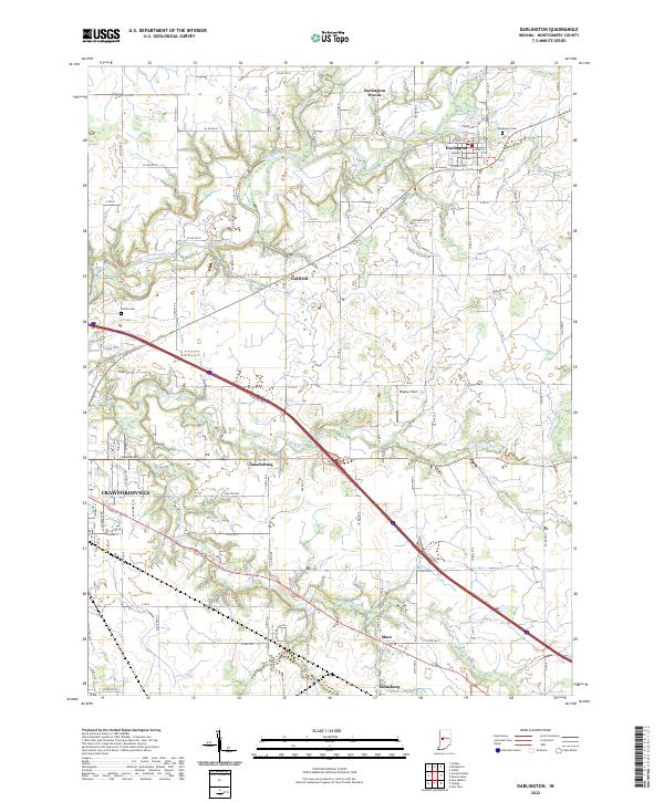 Darlington, IN — USGS 7.5-minute topo (2022)
