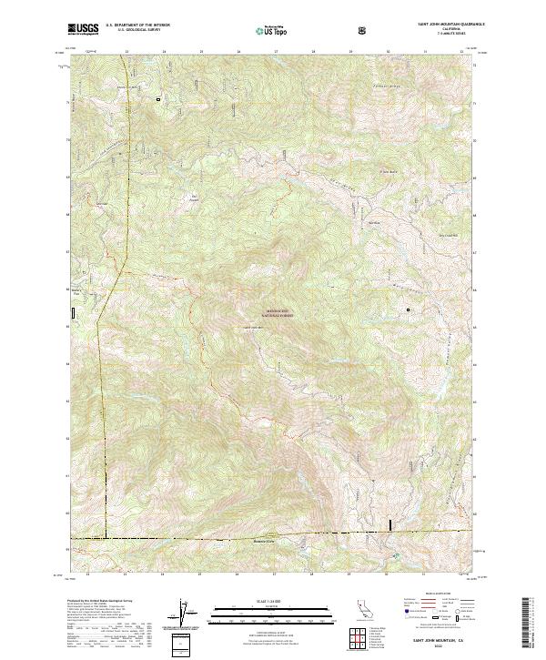 Saint John Mountain, CA — USGS 7.5-minute topo (2022)