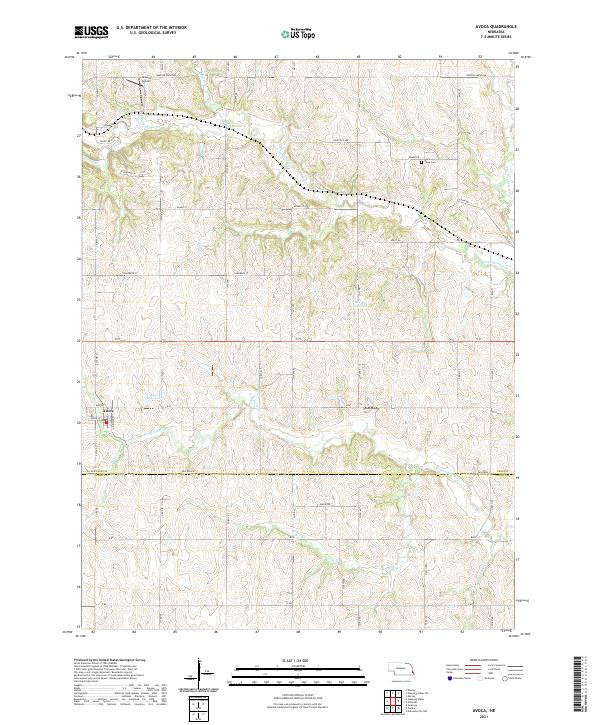 Avoca, NE — USGS 7.5-minute topo (2021)