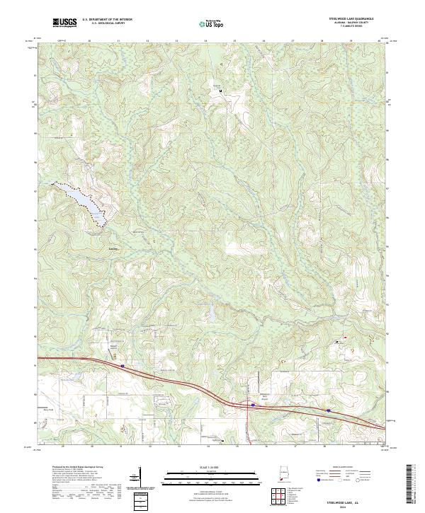 Steelwood Lake, AL — USGS 7.5-minute topo (2024)