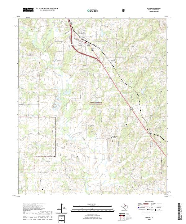 Alvord, TX — USGS 7.5-minute topo (2022)
