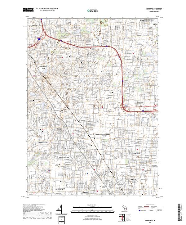 Birmingham, MI — USGS 7.5-minute topo (2023)