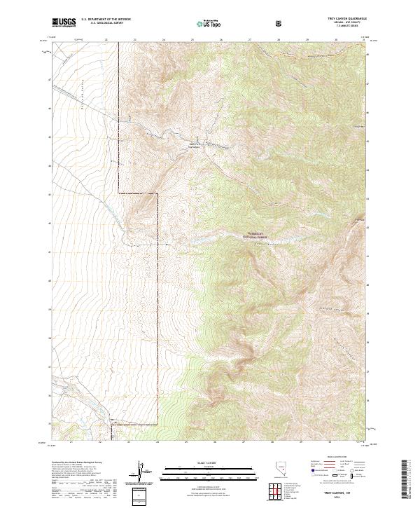 Troy Canyon, NV — USGS 7.5-minute topo (2021)