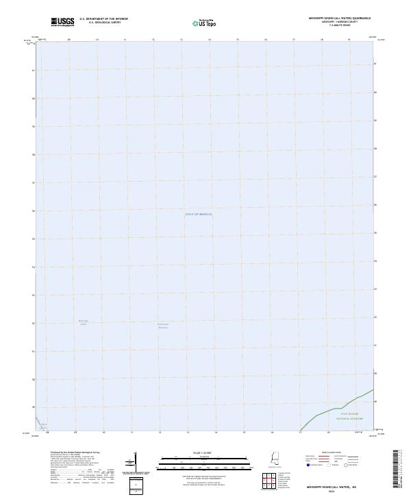 Mississippi Sound (All Water), MS — USGS 7.5-minute topo (2024)