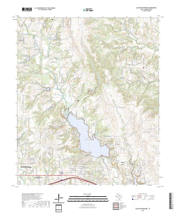 Lake Weatherford, TX — USGS 7.5-minute topo (2023)