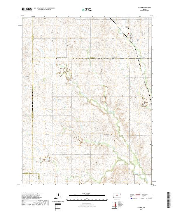 Hunter, KS — USGS 7.5-minute topo (2022)