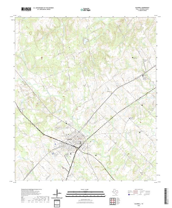Caldwell, TX — USGS 7.5-minute topo (2022)