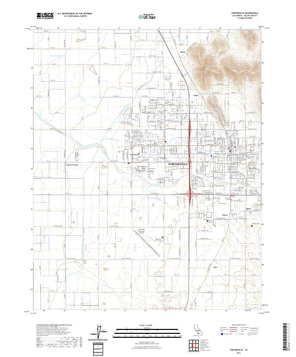 Porterville, CA — USGS 7.5-minute topo (2021)