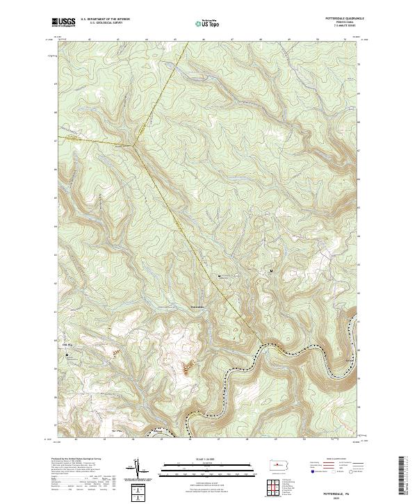 Pottersdale, PA — USGS 7.5-minute topo (2023)