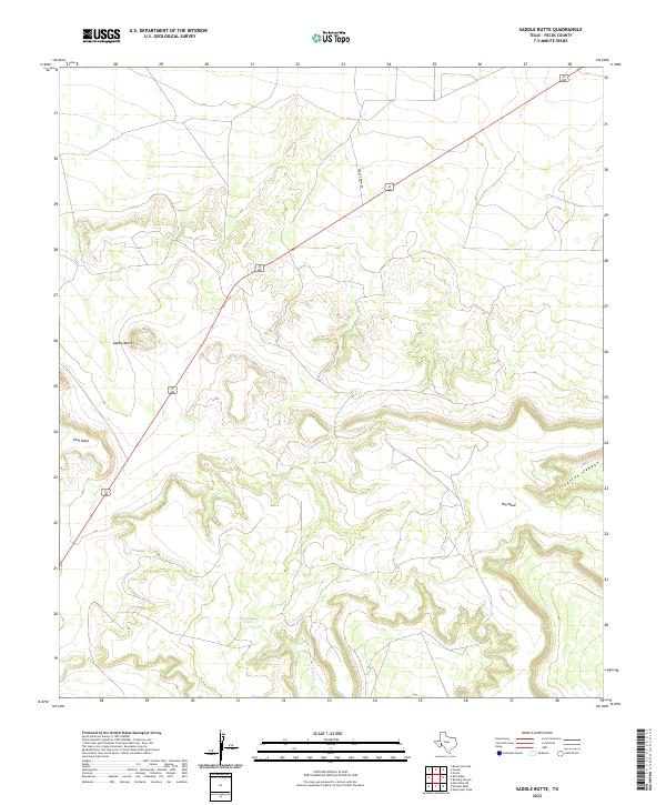 Saddle Butte, TX — USGS 7.5-minute topo (2022)