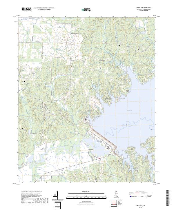 Sardis Dam, MS — USGS 7.5-minute topo (2024)