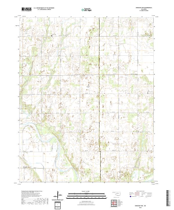 Crescent NW, OK — USGS 7.5-minute topo (2022)