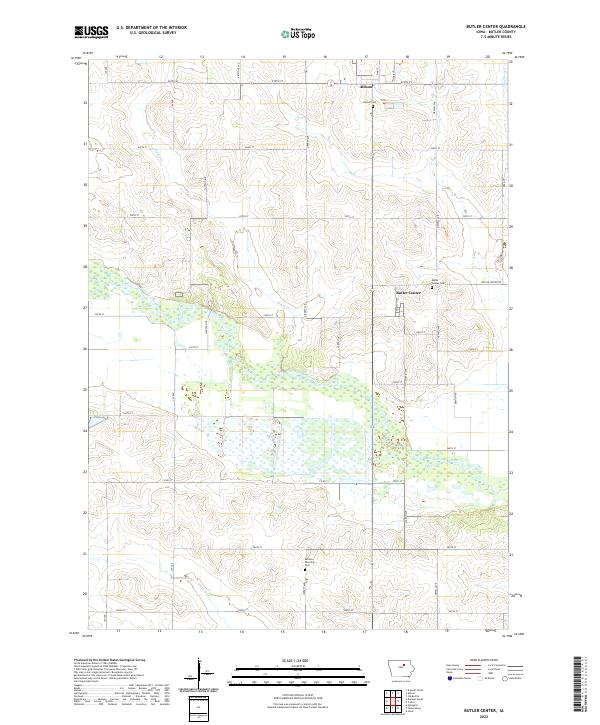 Butler Center, IA — USGS 7.5-minute topo (2022)