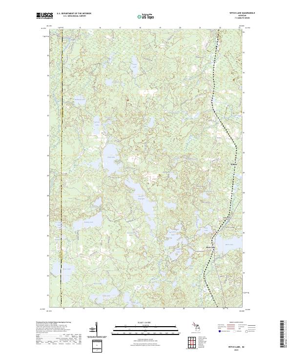 Witch Lake, MI — USGS 7.5-minute topo (2023)