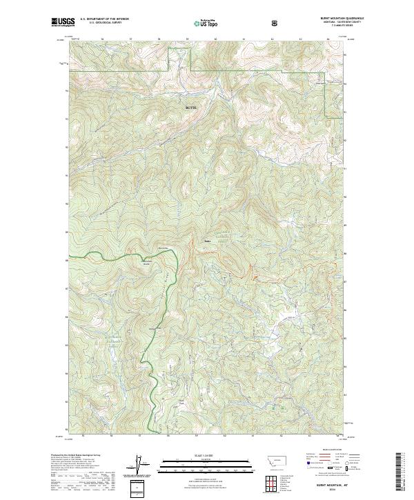 Burnt Mountain, MT — USGS 7.5-minute topo (2024)