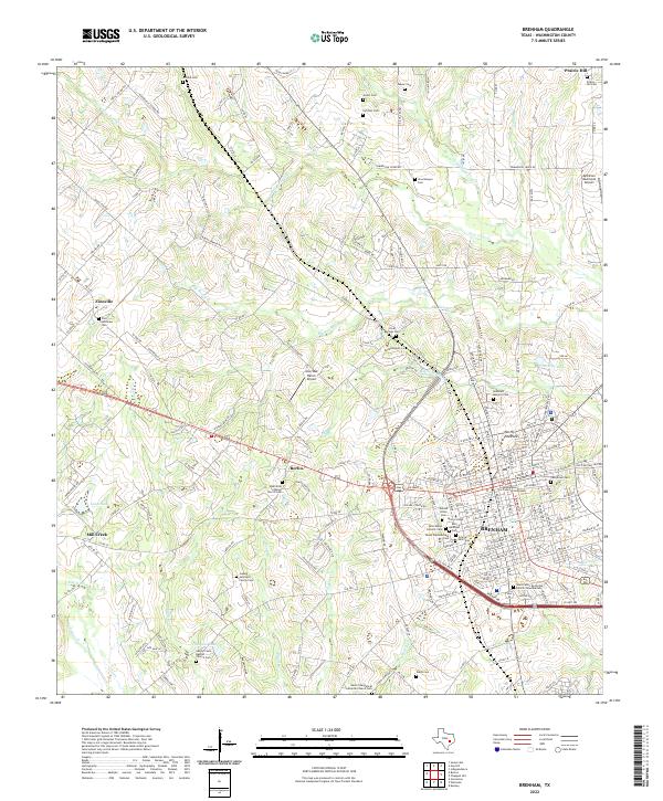 Brenham, TX — USGS 7.5-minute topo (2022)