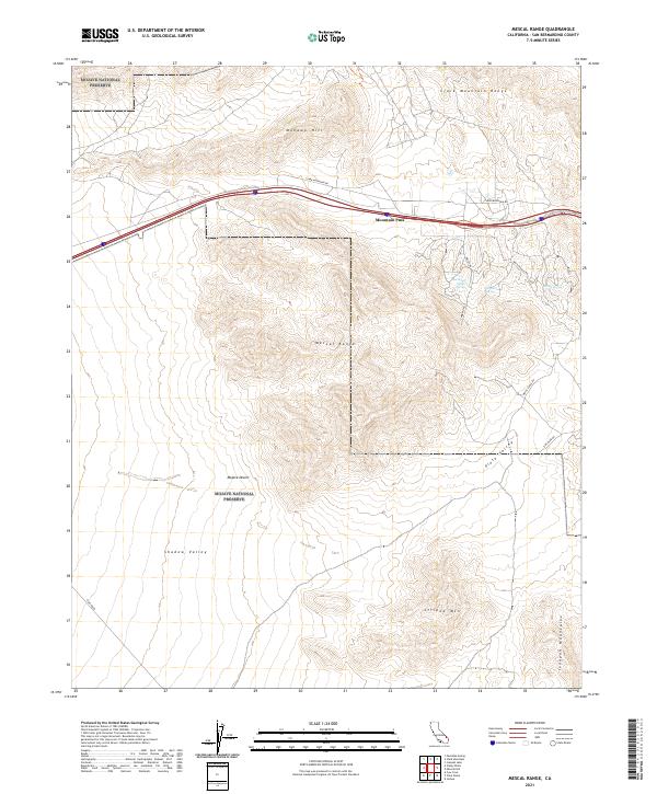 Mescal Range, CA — USGS 7.5-minute topo (2021)