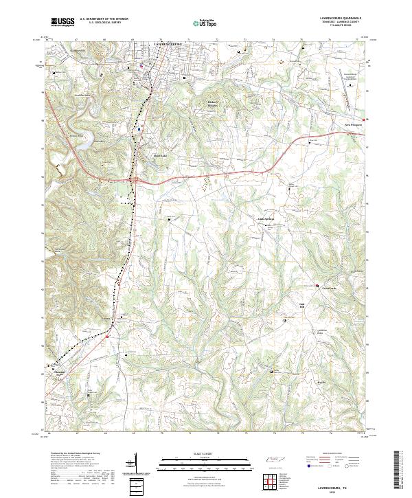 Lawrenceburg, TN — USGS 7.5-minute topo (2022)