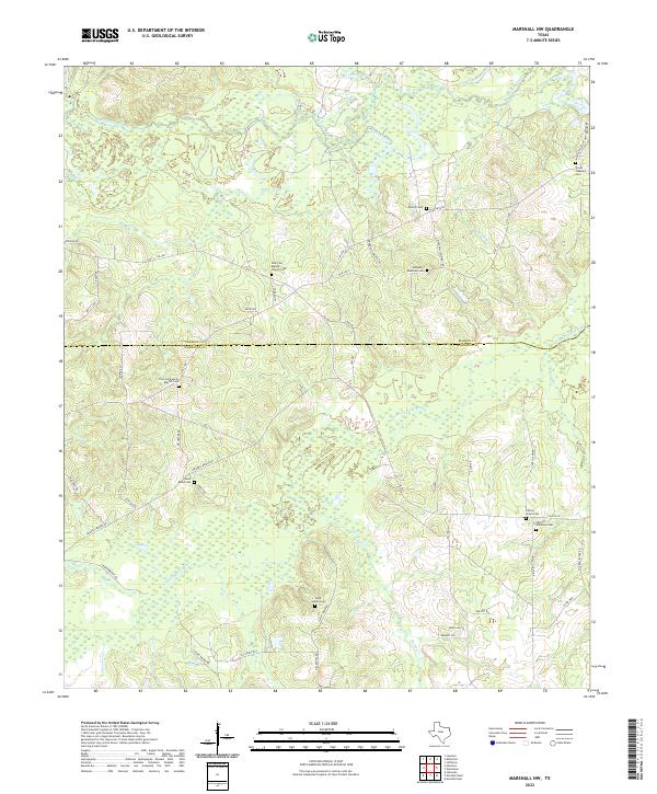 Marshall NW, TX — USGS 7.5-minute topo (2022)