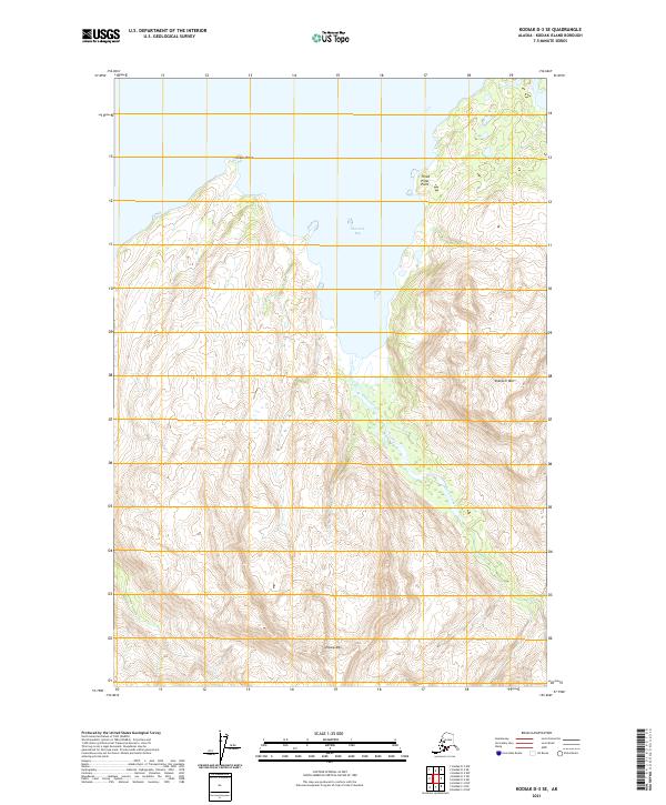 Kodiak D-3 SE, AK — USGS 7.5-minute topo (2021)