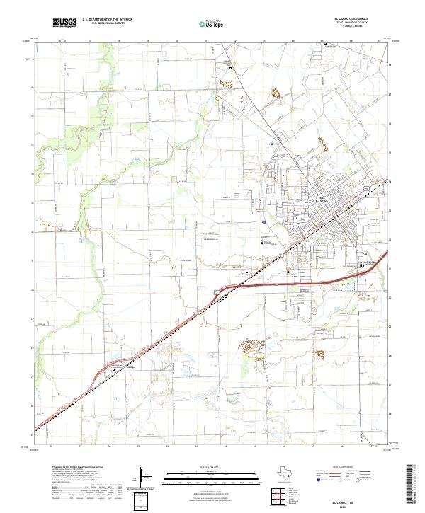 El Campo, TX — USGS 7.5-minute topo (2022)