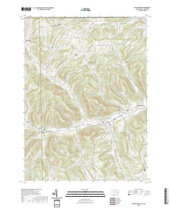Potter Brook, PA-NY — USGS 7.5-minute topo (2023)