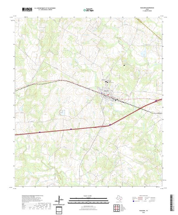 Waelder, TX — USGS 7.5-minute topo (2022)