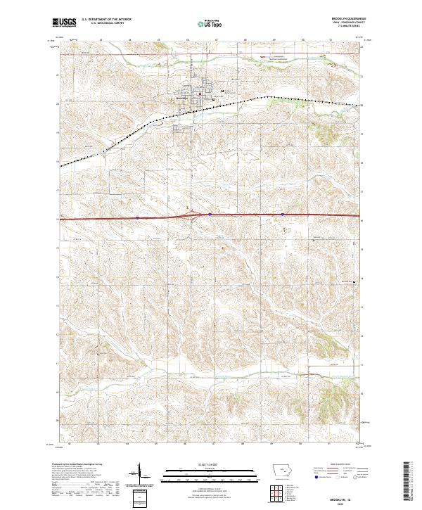 Brooklyn, IA — USGS 7.5-minute topo (2022)