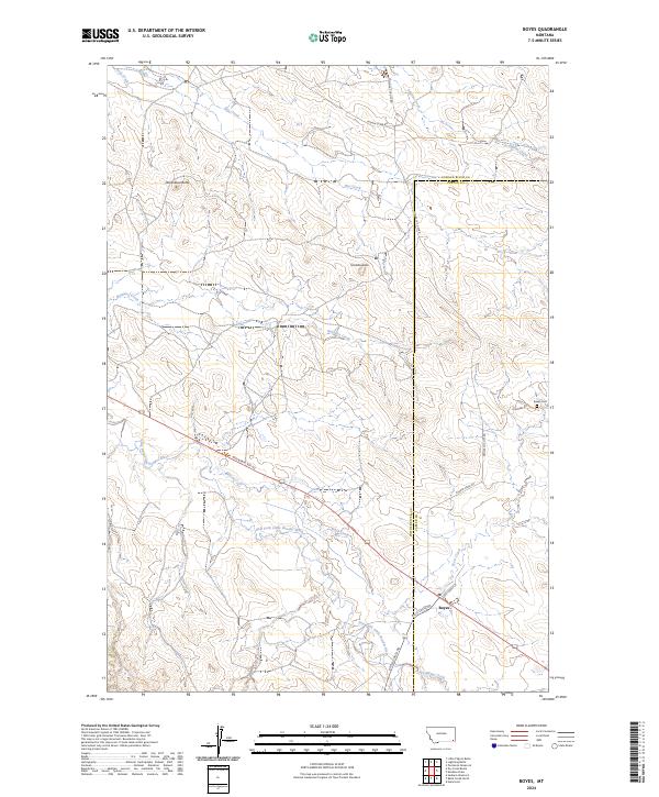 Boyes, MT — USGS 7.5-minute topo (2024)