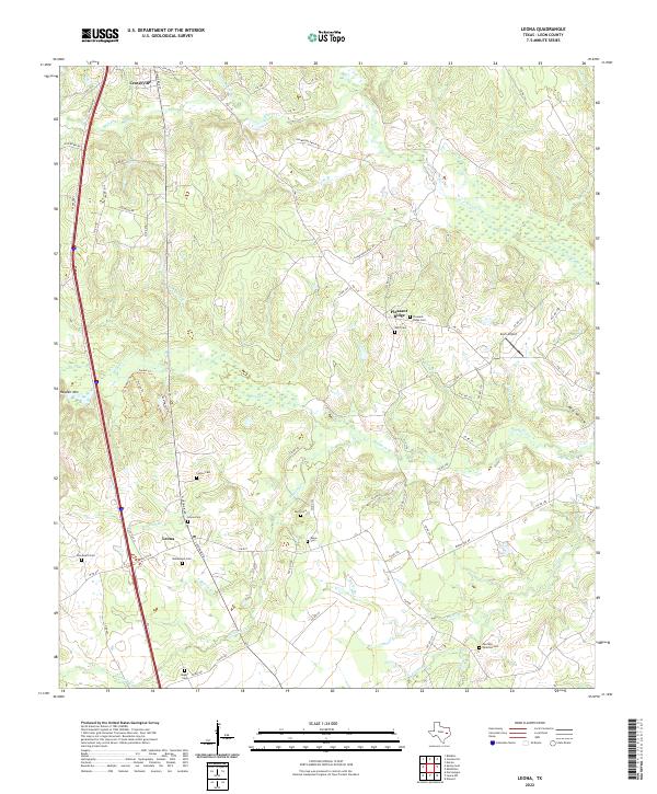 Leona, TX — USGS 7.5-minute topo (2022)