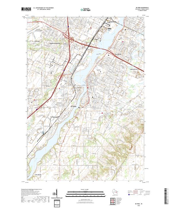 De Pere, WI — USGS 7.5-minute topo (2022)
