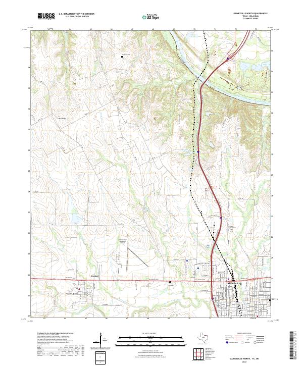 Gainesville North, TX-OK — USGS 7.5-minute topo (2022)
