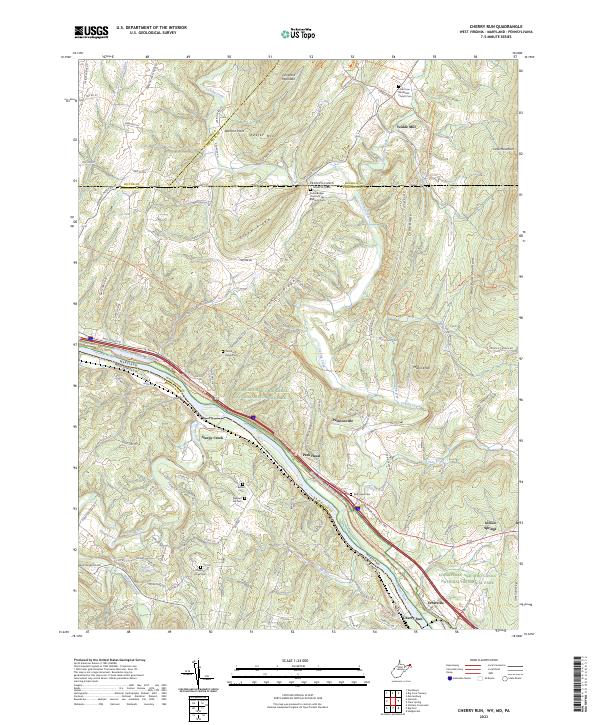 Cherry Run, WV-MD-PA — USGS 7.5-minute topo (2023)