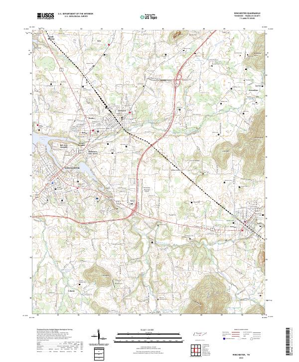 Winchester, TN — USGS 7.5-minute topo (2022)
