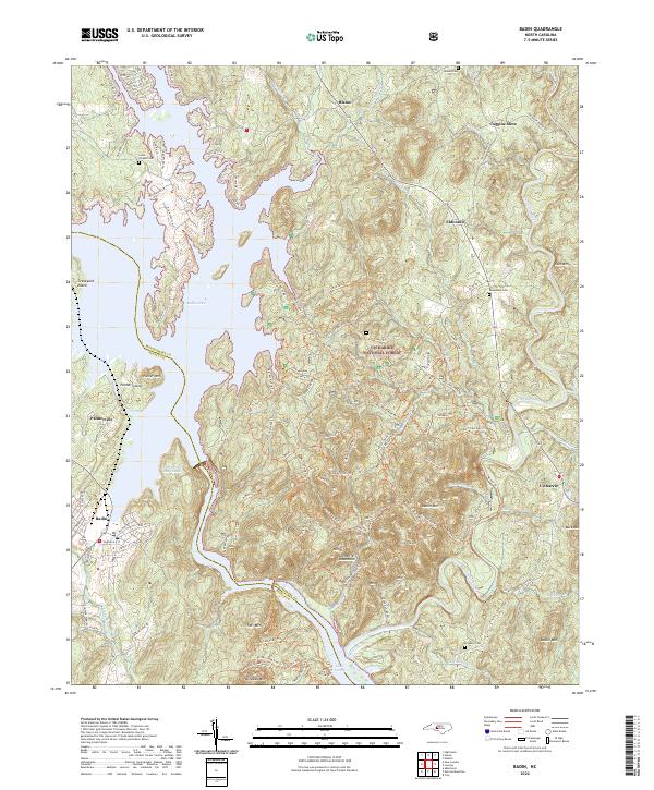Badin, NC — USGS 7.5-minute topo (2022)