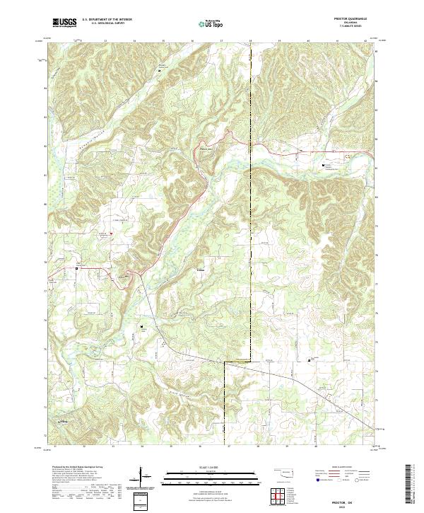Proctor, OK — USGS 7.5-minute topo (2022)