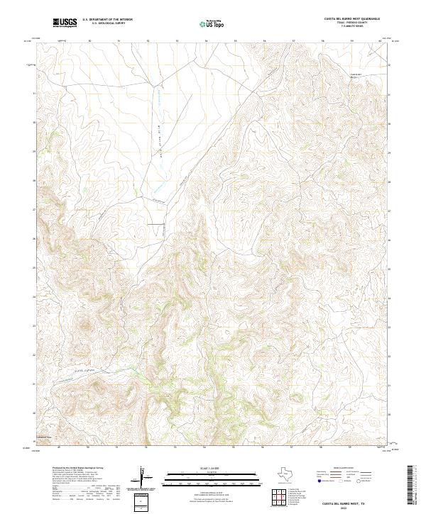 Cuesta Del Burro West, TX — USGS 7.5-minute topo (2022)