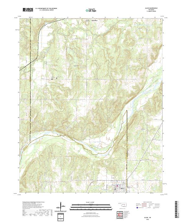 Allen, OK — USGS 7.5-minute topo (2022)