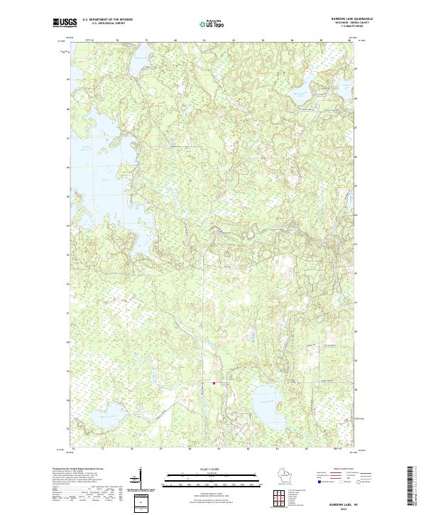 Burrows Lake, WI — USGS 7.5-minute topo (2022)
