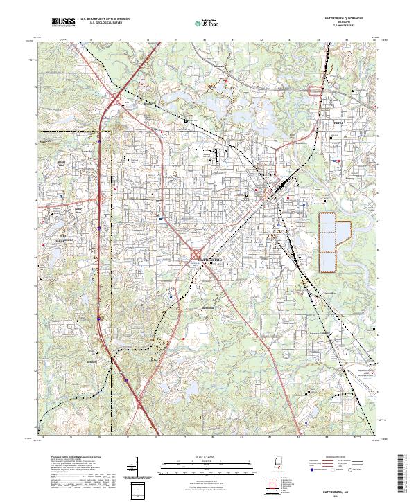 Hattiesburg, MS — USGS 7.5-minute topo (2024)