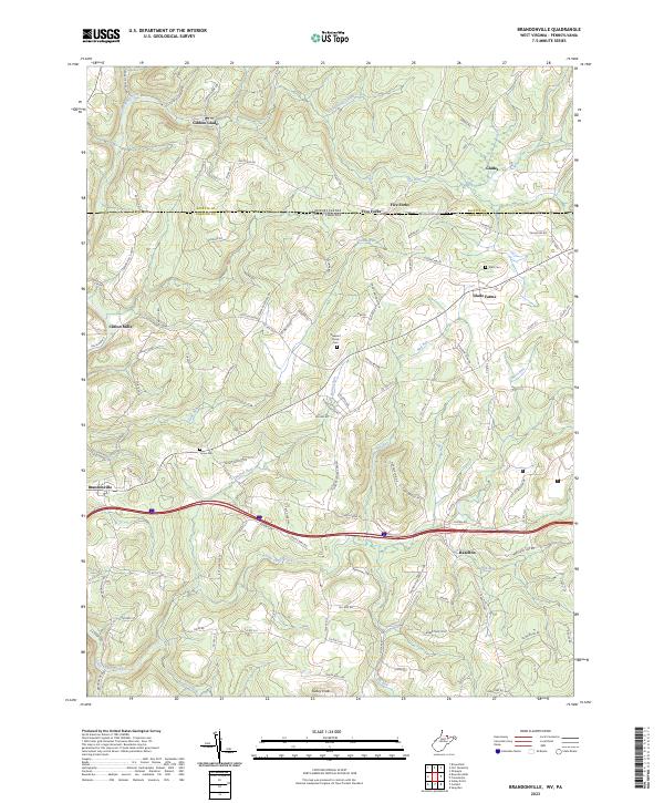 Brandonville, WV-PA — USGS 7.5-minute topo (2023)