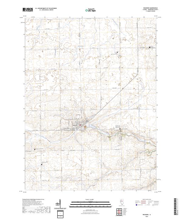 Roanoke, IL — USGS 7.5-minute topo (2024)