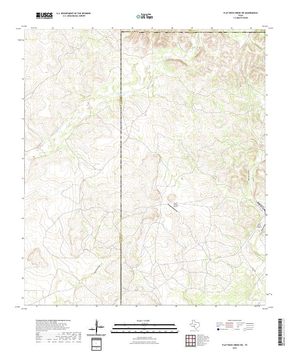 Flat Rock Creek SW, TX — USGS 7.5-minute topo (2022)