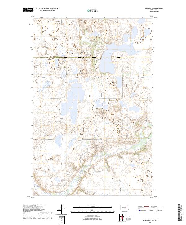 Horseshoe Lake, ND — USGS 7.5-minute topo (2024)