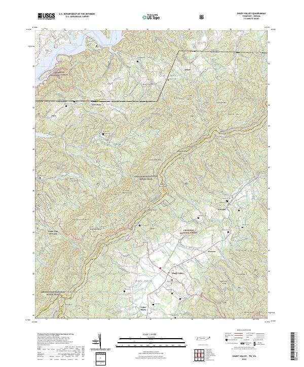 Shady Valley, TN-VA — USGS 7.5-minute topo (2022)