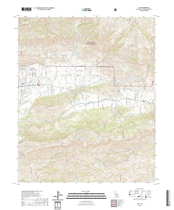 Ojai, CA — USGS 7.5-minute topo (2022)
