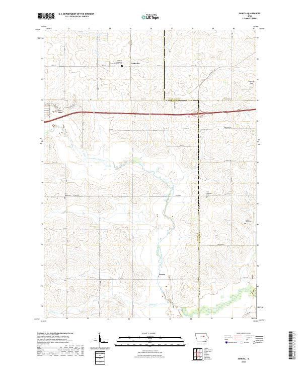 Zaneta, IA — USGS 7.5-minute topo (2022)