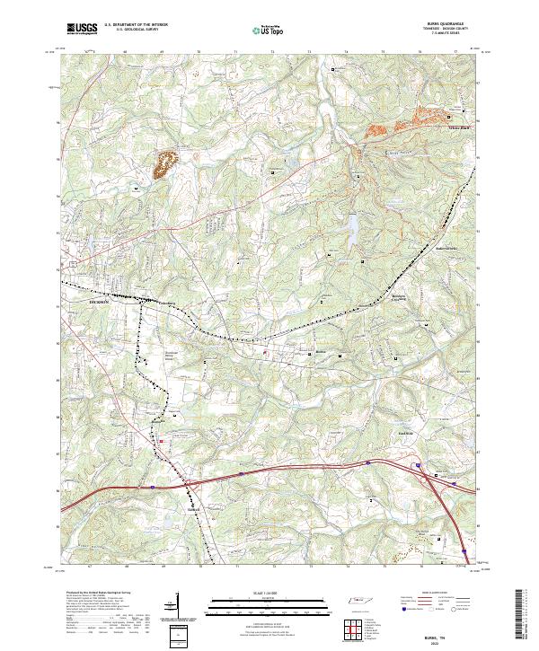 Burns, TN — USGS 7.5-minute topo (2022)