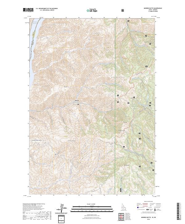 Monroe Butte, ID-OR — USGS 7.5-minute topo (2024)